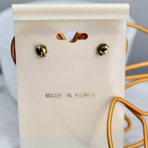 Vintage 90s Aluminum Wrap Wire Peace Sign Rhinestone Pierced Earrings NWT - Picture 4 of 4